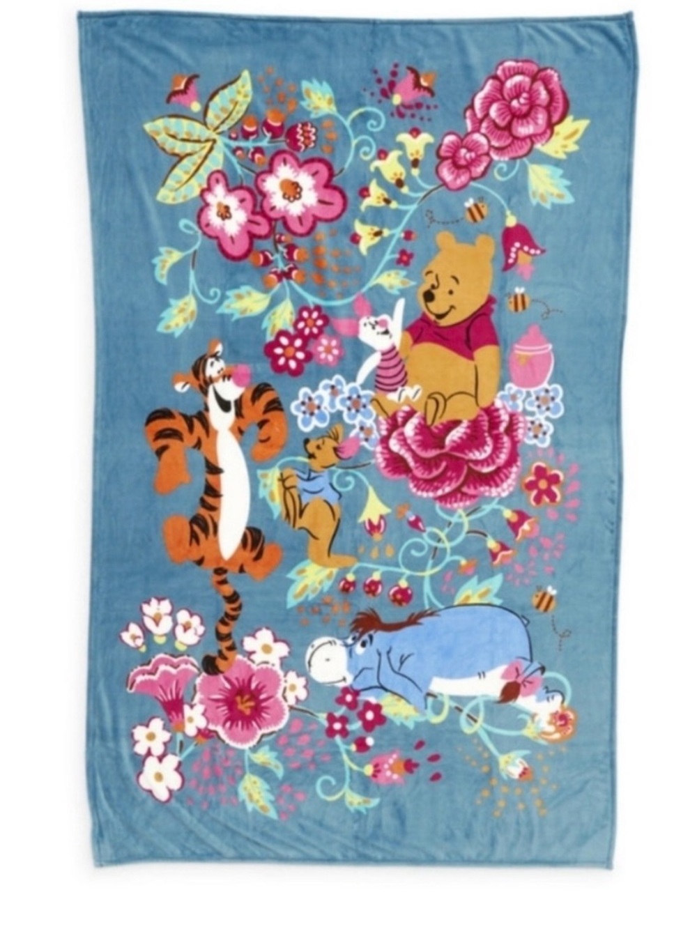 Vera Bradley Blue Winnie the Pooh Floral Throw Blanket